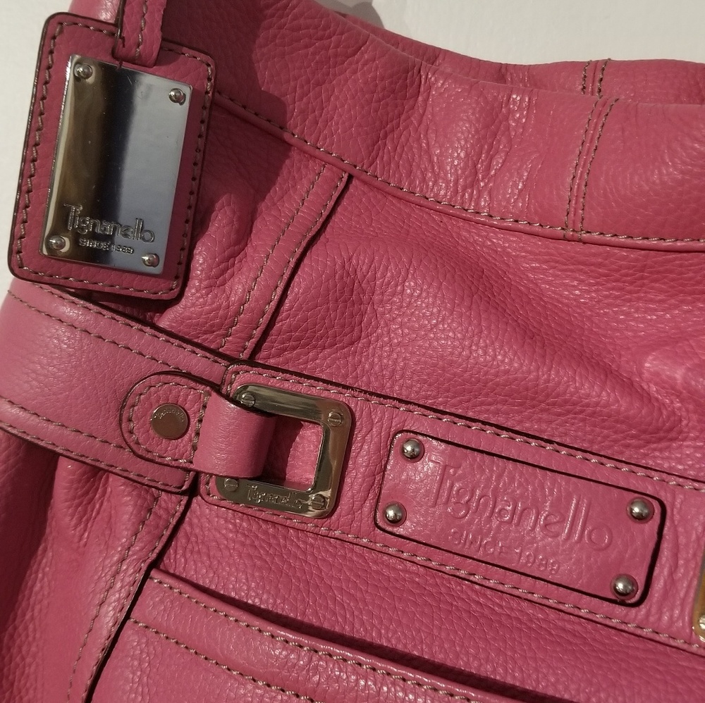 Tignanello Pink Soft Leather Handbag Purse